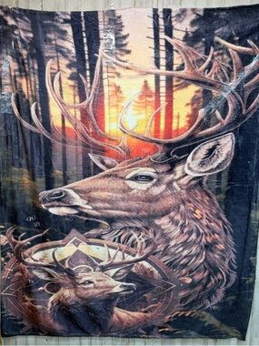 Deer In Woods 50x60 Inch Throw Blanket Cover Soft Bedding Gift Wall
